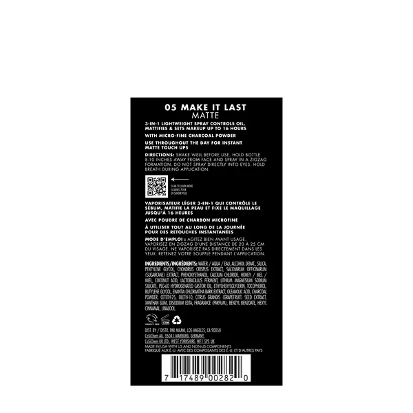 MILANI - MAKE IT LAST MATTE - MATTE FINISH CHARCOAL SETTING SPRAY