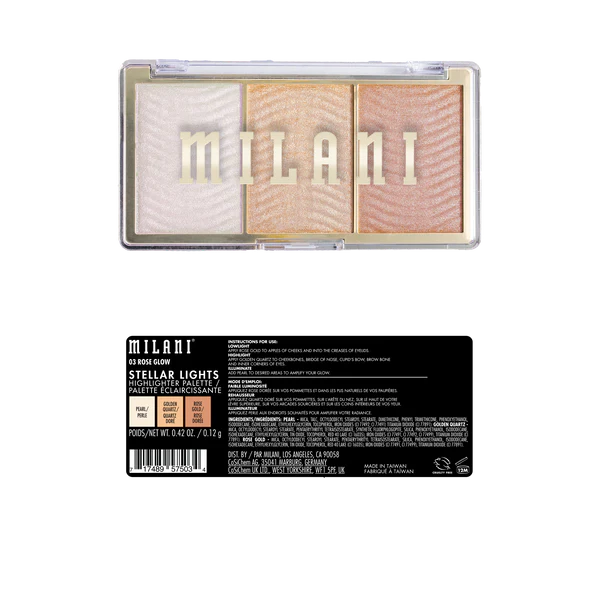 MILANI - STELLAR LIGHTS HIGHLIGHTER PALETTE - ROSE GLOW