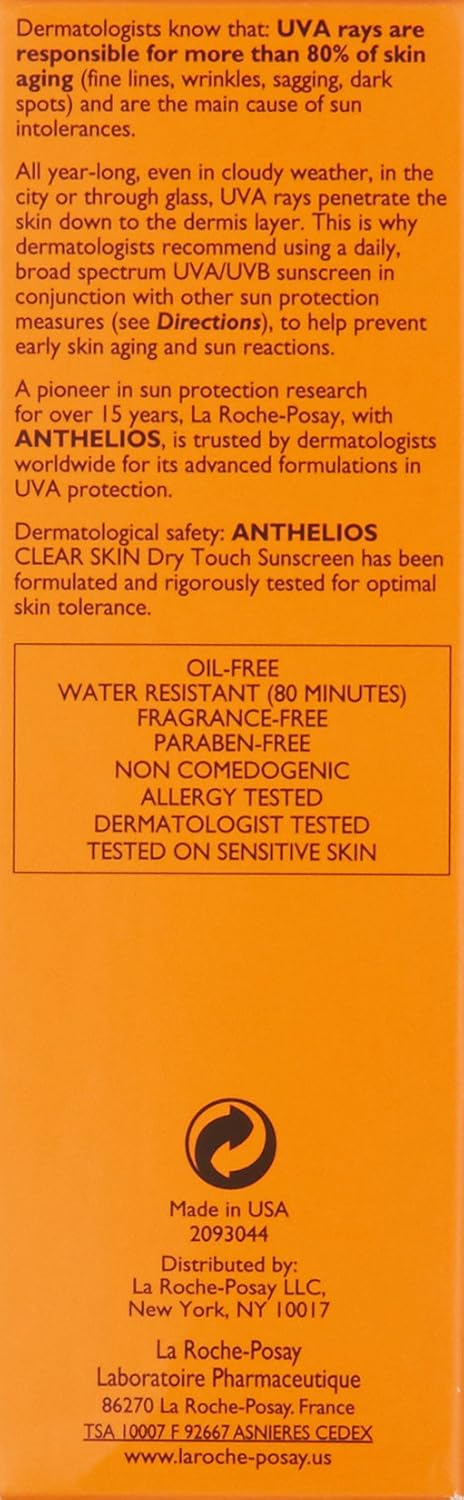 LA ROCHE-POSAY - ANTHELIOS CLEAR SKIN SUNSCREEN SPF 60 DRY TOUCH