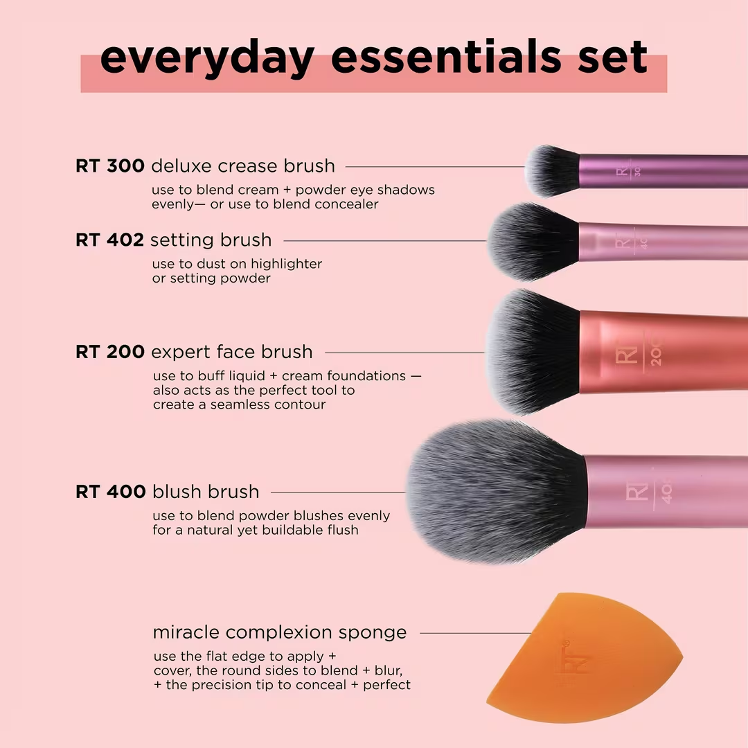 REAL TECHNIQUES - EVERYDAY ESSENTIALS SET (5 TOOLS)