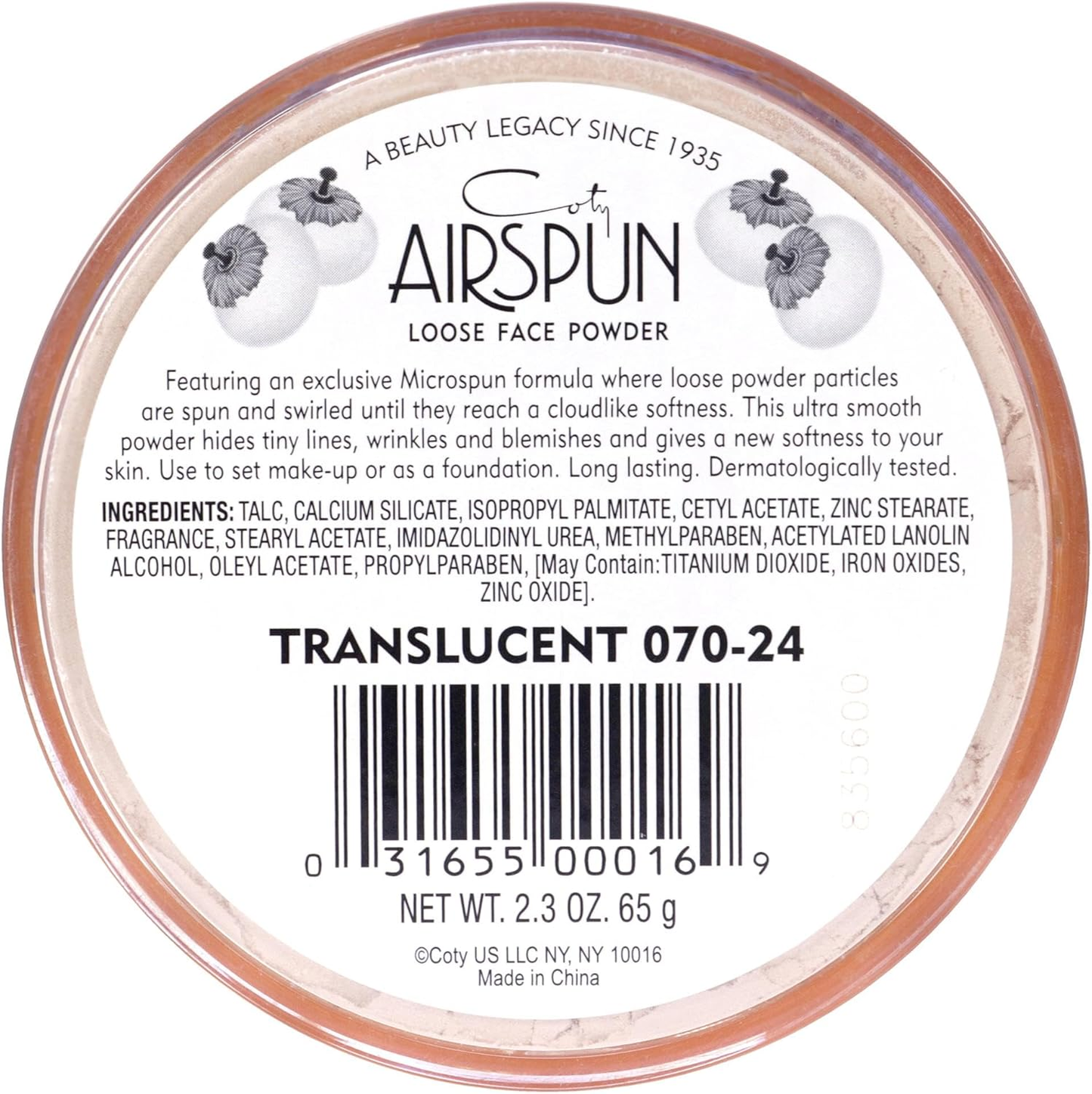 AIRSPUN - LOOSE FACE POWDER TRANSLUCENT EXTRA COVERAGE