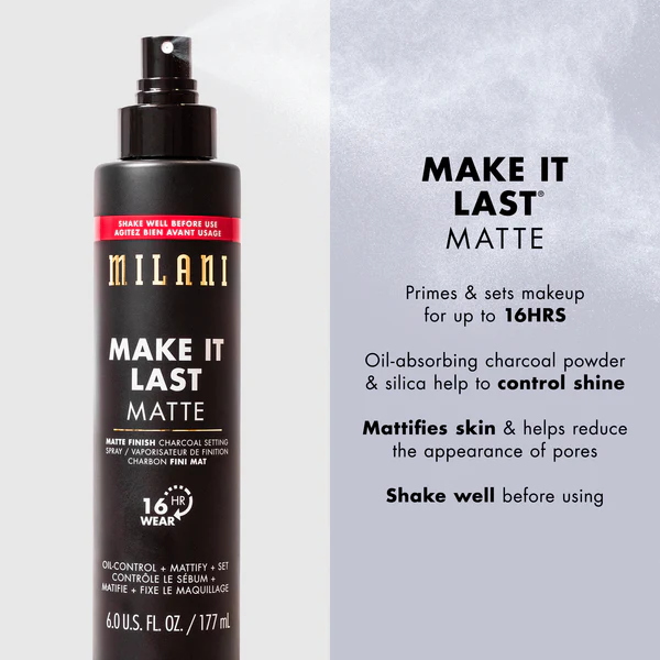 MILANI - MAKE IT LAST MATTE - MATTE FINISH CHARCOAL SETTING SPRAY