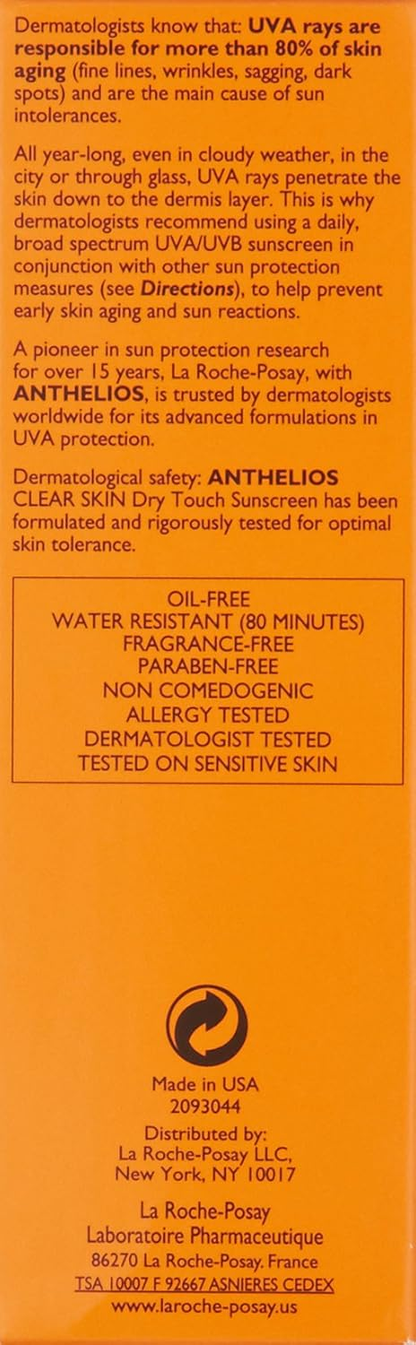 LA ROCHE-POSAY - ANTHELIOS CLEAR SKIN SUNSCREEN SPF 60 DRY TOUCH