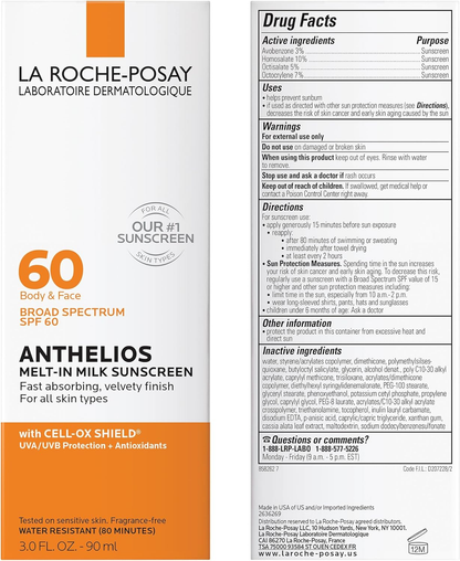 LA ROCHE-POSAY - ANTHELIOS MELT IN MILK SUNSCREEN 60SPF BODY & FACE